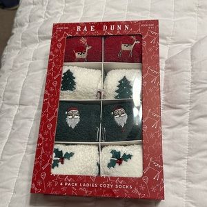 Rae Dunn 4 pack ladies Christmas cozy socks